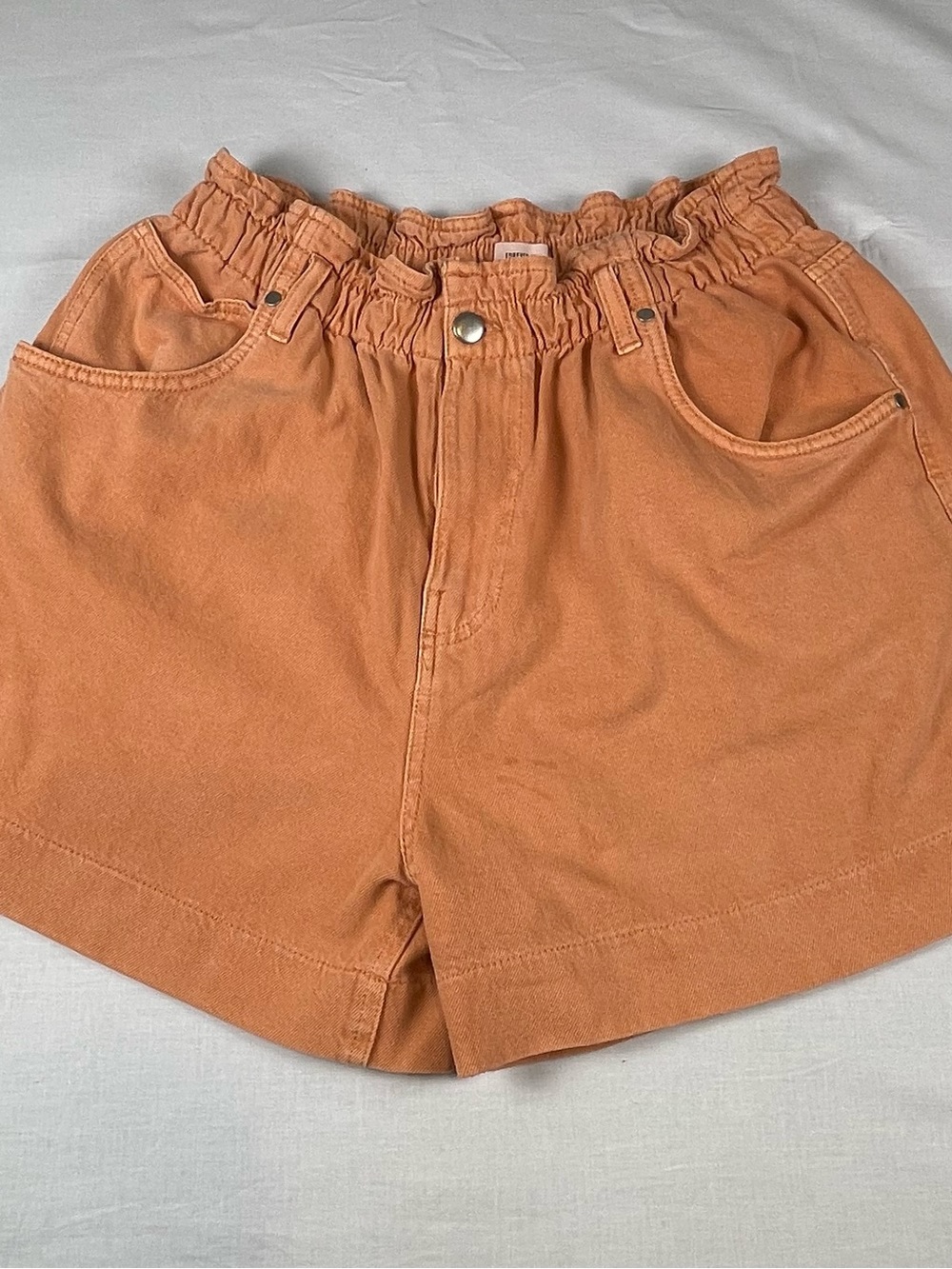 Forever 21 High-Waist Paperbag Shorts in Rust Orange